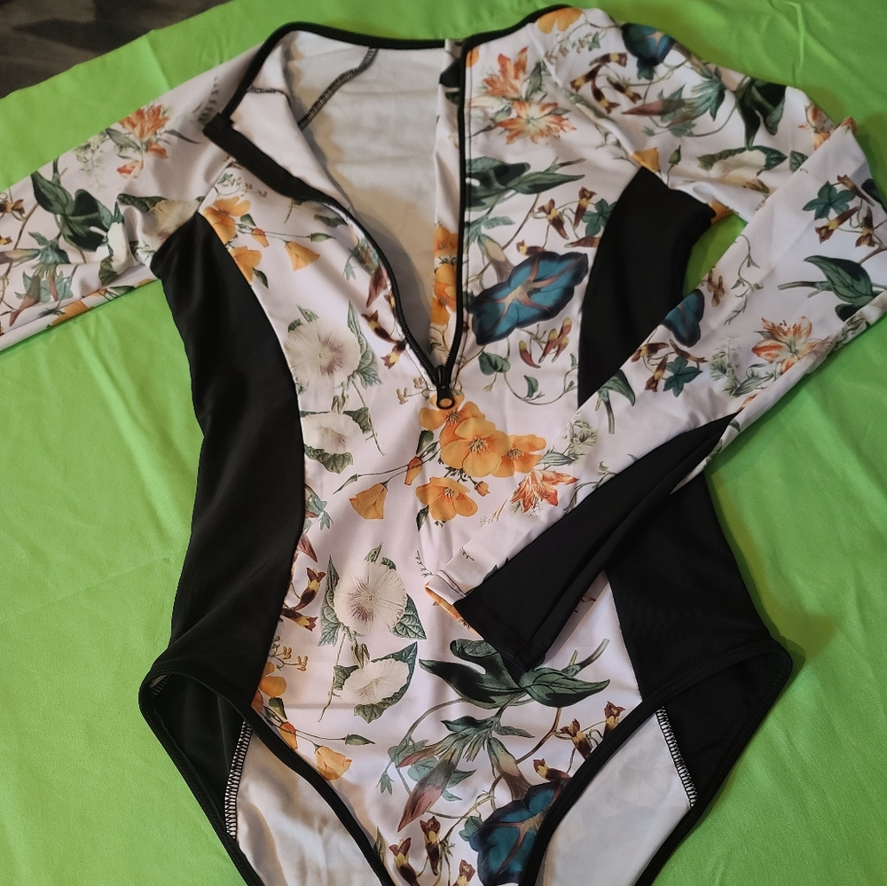 Womens One Piece Long Sleeve Swimsuit